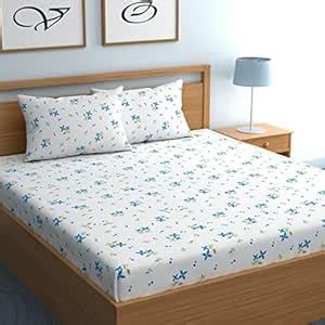 Buy HOMELAXX Premium 200TC Glace Cotton Elastic King Size Fitted ...