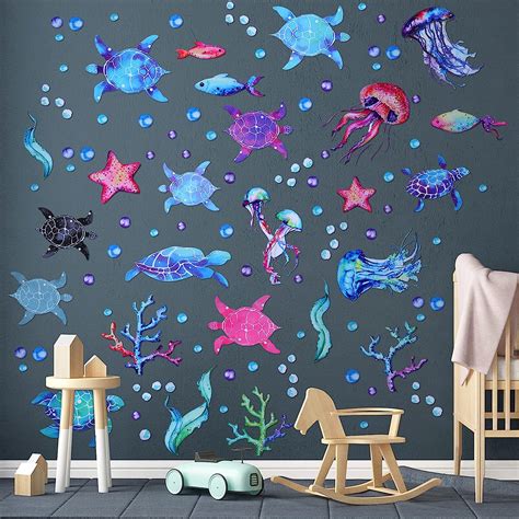 Outus 4 Sheets Ocean Wall Decals Under The Sea Wall India | Ubuy