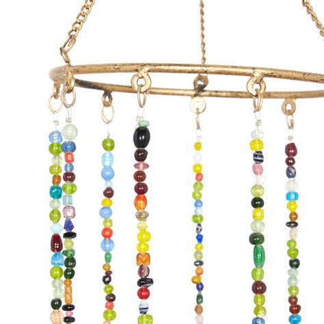 Grayson Lane Gold Metal Butterfly Wind Chime with Colorful Glass Beads ...