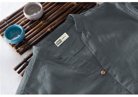 Men's Casual Mandarin Collar Shirt – Classic Grey – simplikurta