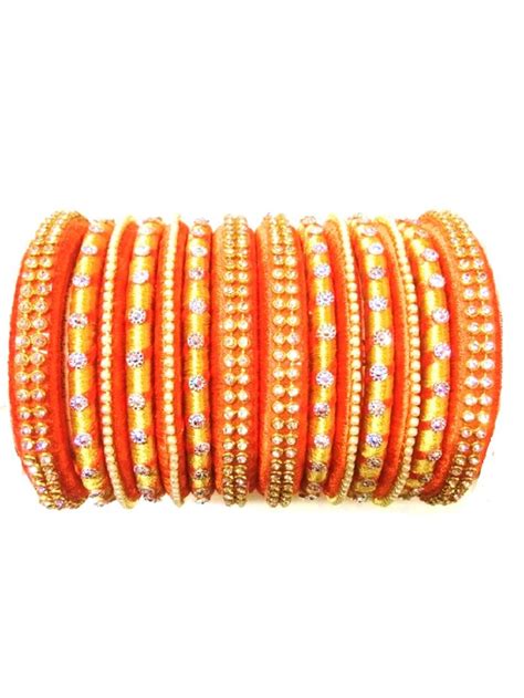 Buy Bindu Store Multi Color Silk Thread Bangles Set for Women BS-001 at ...