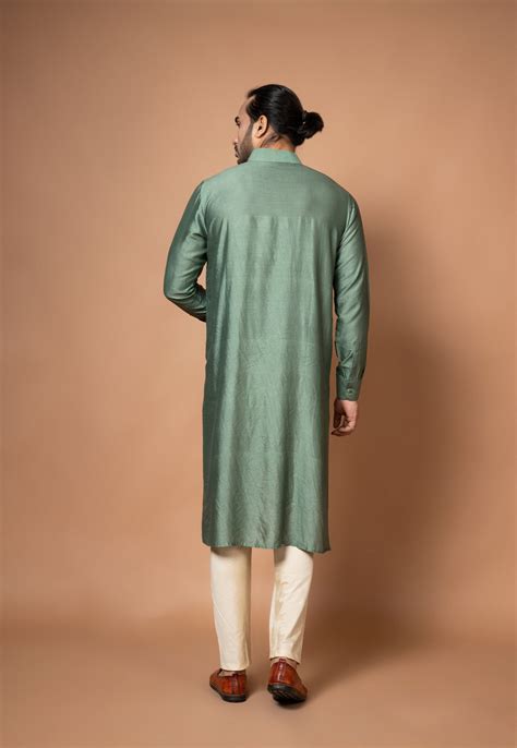 Olive Green Stylish Drape Kurta Pajamna Set – VIDEER FASHION
