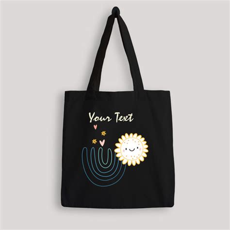 Custom Black Canvas Tote bag with your Name/Message | BrownCloud
