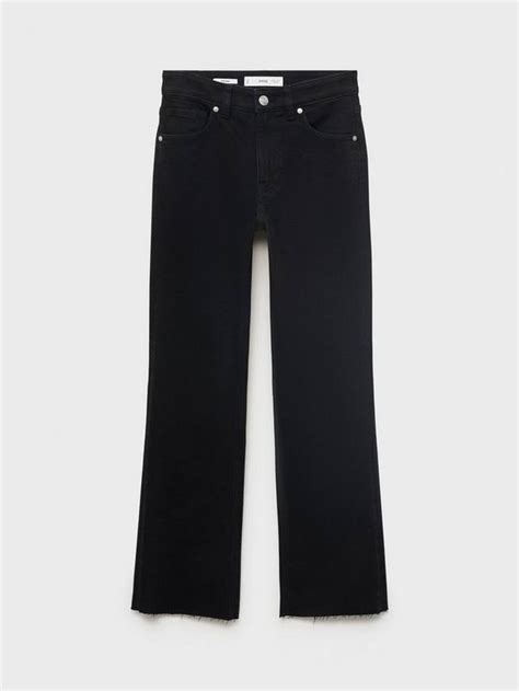 Mango Sienne Flare Cropped Jeans, Black