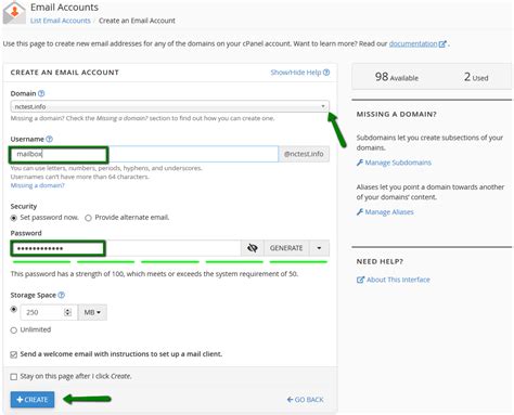 cPanel Create Email Account 的图像结果