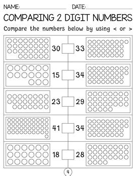 Image result for Comparing 2-Digit Numbers Worksheet