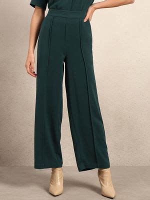 Buy VERO MODA Dark Green Solid Pant (L) Online