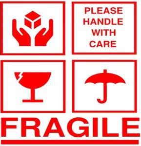 BlackDreams 5 cm Fragile-Handle with Care with Symbol Label/Sticker ...