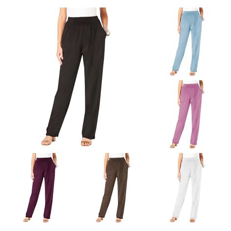 Owordtank Casual Plus Size Pants for Women Comfy Elastic Waist Dress ...