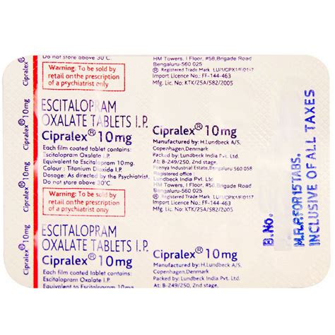 Cipralex 10 mg Tablet 15's Price, Uses, Side Effects, Composition ...