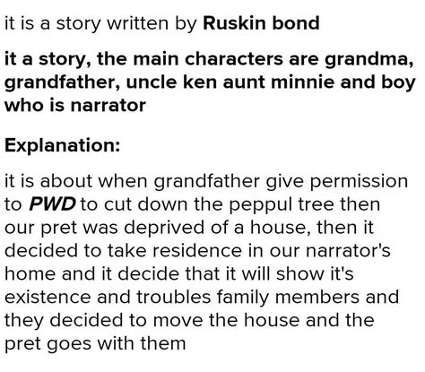 Tell the story pret in the house by Ruskin bond - Brainly.in