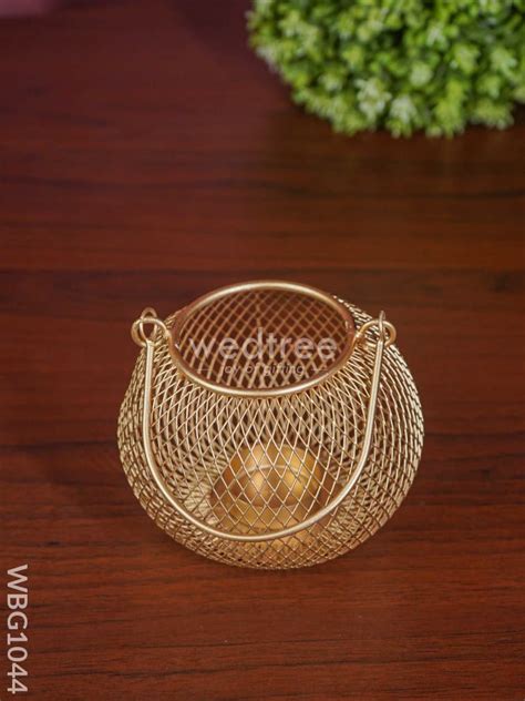 Bowl shaped T Light Holder with Metal Handle - WBG1044 – Wedtree