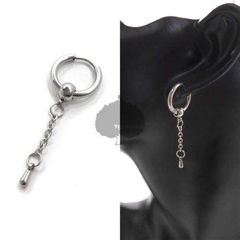 新品 ドロップ モチーフ チェーン フープピアス シルバー 銀 リング 男女兼用 BTS 韓流 | YGG STORE BASE店＠土日祝日休業