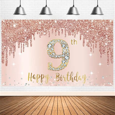 Happy 9th Birthday Banner Backdrop Decorations for India | Ubuy