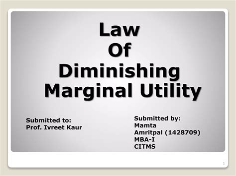 Law of Diminishing Marginal Utility | PPT