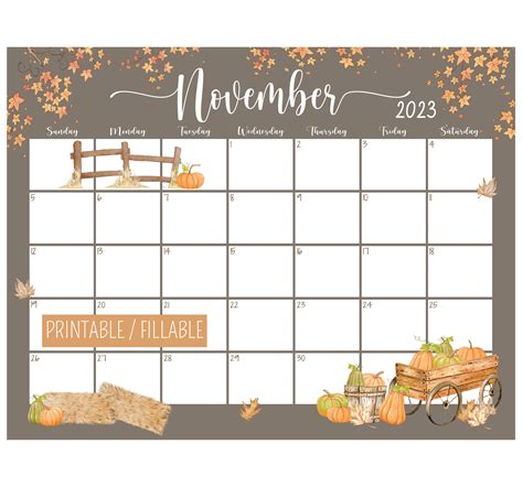 Printable Thanksgiving Calendar