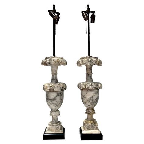 Antique White and Grey Alabaster Table Lamp at 1stDibs | alabaster lamp ...
