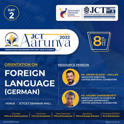 First Year Inauguration & Orientation Programme JCT Aarunya 2022 for ...