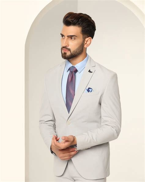 Two Piece Grey Textured Formal Suit - Games