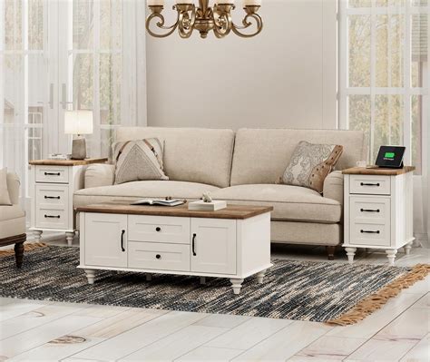 Amazon.com: WAMPAT 3 Pieces Living Room Table Set, One Modern Coffee ...