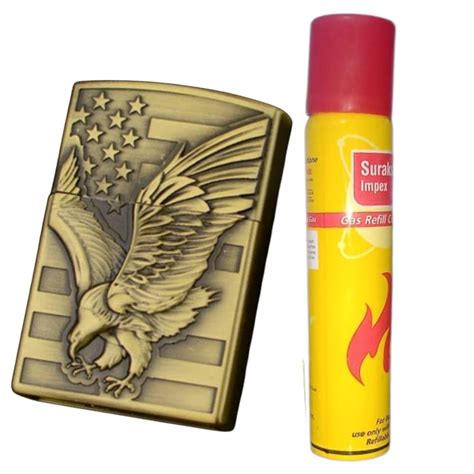 Jpack Eagle Print Windproof Refillable Cigarette Pocket Lighter With ...