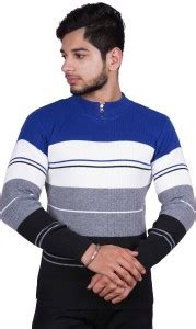ROLPH Self Design Round Neck Formal Men Blue Sweater - Buy ROLPH Self ...
