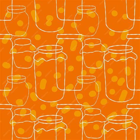 Premium Vector | Seamless pattern with white line jars of jam ...