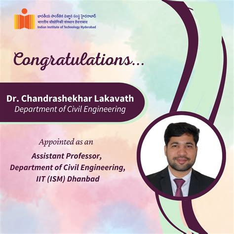 Chandrashekhar Lakavath Appointed Assistant Professor at IIT (ISM ...