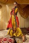 Buy Yellow Modal Satin Floral Print And Mirror Work Round Waistcoat ...