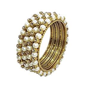 Buy Ashika Creations Stylish Traditional Gold Plated Pearl Bangles Sets ...