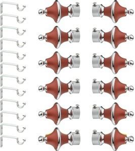 CELLRICH Silver, Maroon Rod Rail Bracket, Curtain Knobs Metal Price in ...