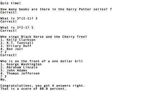 How to Create a Quiz in Python 的图像结果