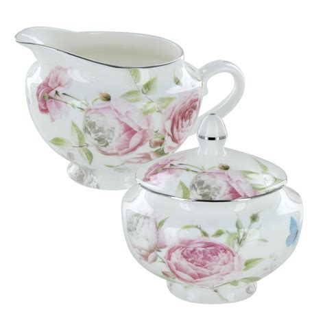 Beau Rose Bone China - Sugar and Creamer Set | English tea store, Sugar ...