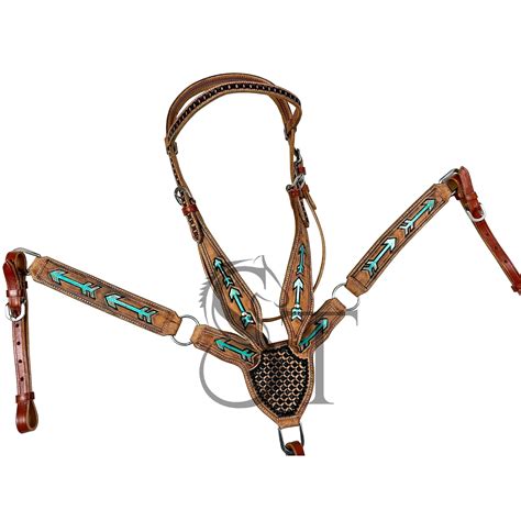 Western Saddle Horse Headstall Breast Collar Reins Tack Set - Sazaar ...