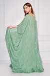 Buy Green Silk, Crepe Sequins Sweetheart Neck Embellished Cape Sharara ...
