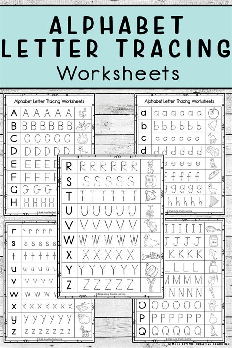 Alphabet Letter Tracing Worksheets - Simple Living. Creative Learning