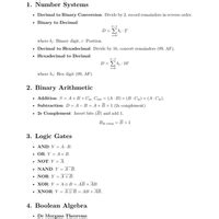 Formula Sheets: Basics of Digital Electronics - Analog and Digital ...