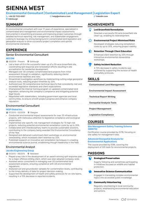 Environmental Consultant CV Examples & Guide for 2025