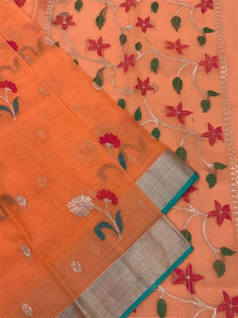 Second Skin I Zari Kota Saree Peach In Color