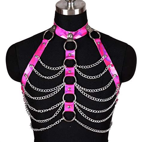 Buy Female PU Leather Body Harness Bra Hollow Body cage Alloy Carnival ...
