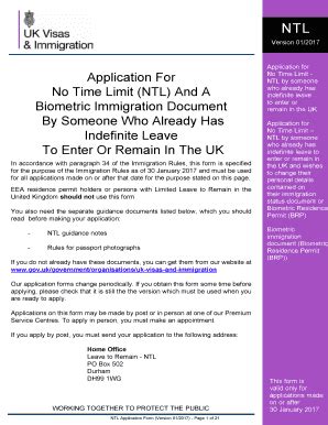 UK No Time Limit Application Form - Blank Fillable Template | Fill Out ...