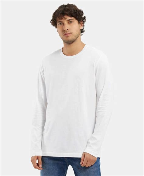 Buy Super Combed Cotton Rich Solid Round Neck Full Sleeve T-Shirt ...