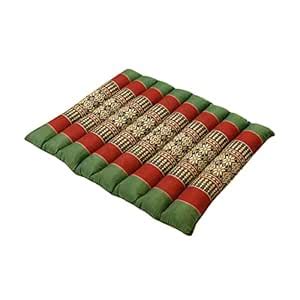 Zafuko Small Rollable Flat Meditation and Yoga Cushion - Green/Violet ...