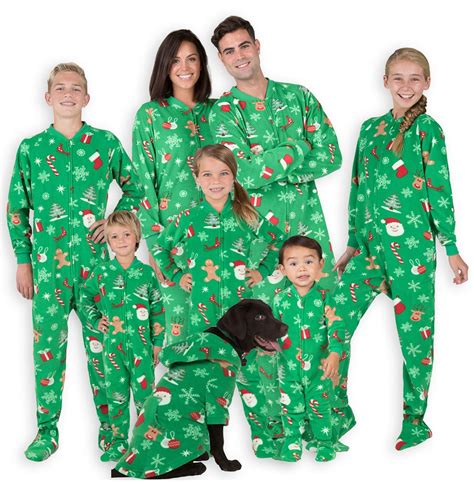 Footed Pajamas - Family Matching Green Christmas Onesies for Boys ...