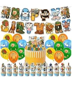 Buildcon 42PCS Brainrot Birthday Decorations, Kids Party Decor, Large ...