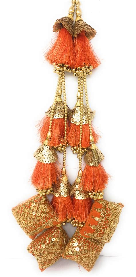 Cushion Latkan for Lehenga Orange - Set of 2 | Buy Online | Inhika.com