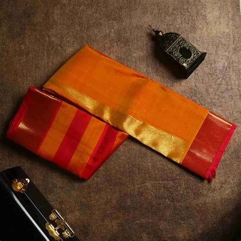 Mustard and Pink Kanchi Silk Saree – Priyangaa