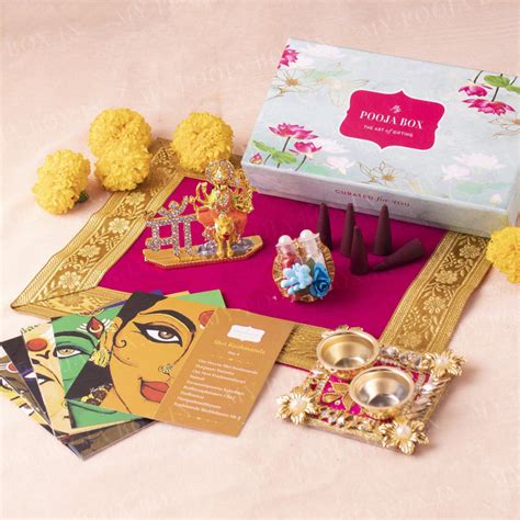 Navratri Shopping Puja Samagri, Maa Durga Idol, Pooja Box Gift