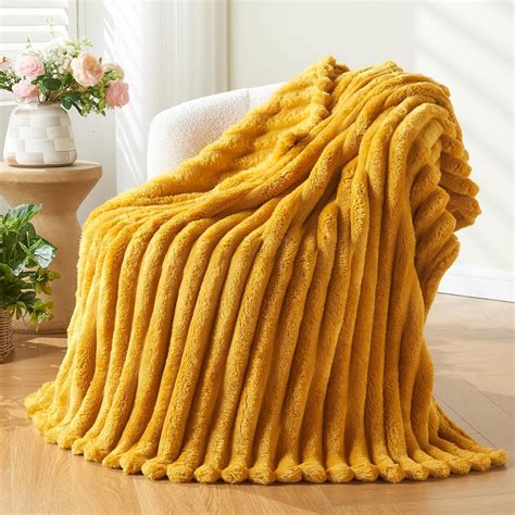 Amazon.com: NEWCOSPLAY Super Soft Twin Blanket Mustard Yellow Premium ...