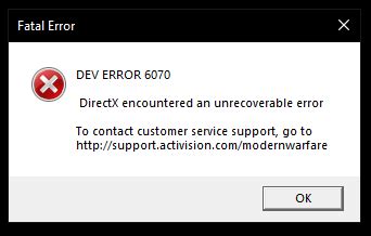 Image result for Cod DirectX Error 6070